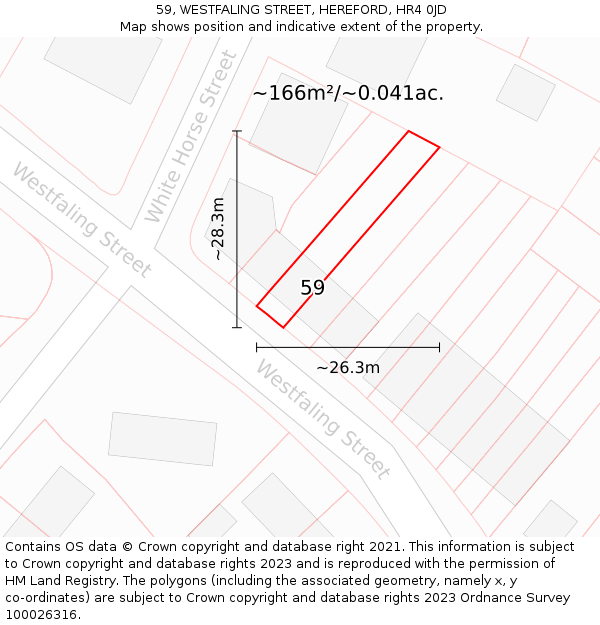 59, WESTFALING STREET, HEREFORD, HR4 0JD: Plot and title map