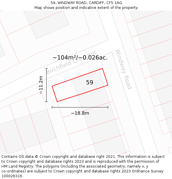 59, WINDWAY ROAD, CARDIFF, CF5 1AG: Plot and title map