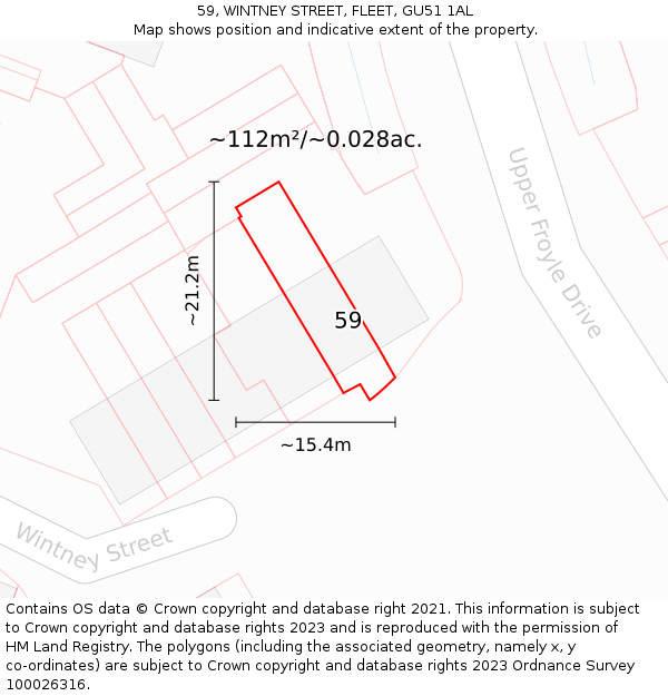 59, WINTNEY STREET, FLEET, GU51 1AL: Plot and title map
