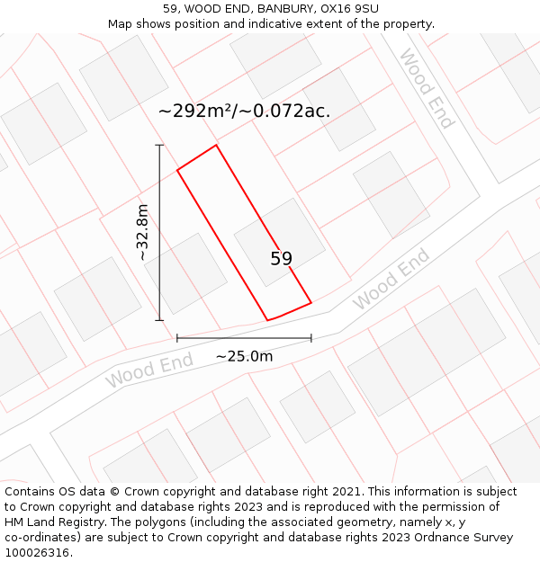 59, WOOD END, BANBURY, OX16 9SU: Plot and title map