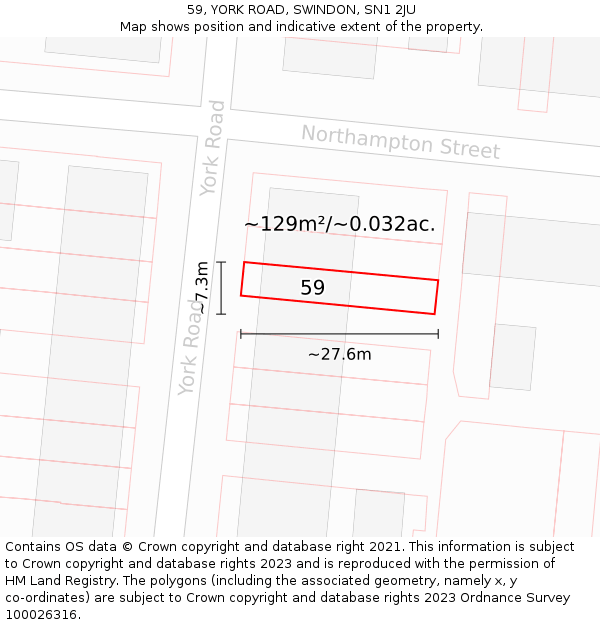 59, YORK ROAD, SWINDON, SN1 2JU: Plot and title map