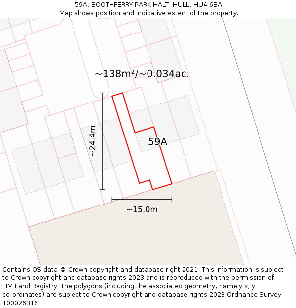 59A, BOOTHFERRY PARK HALT, HULL, HU4 6BA: Plot and title map