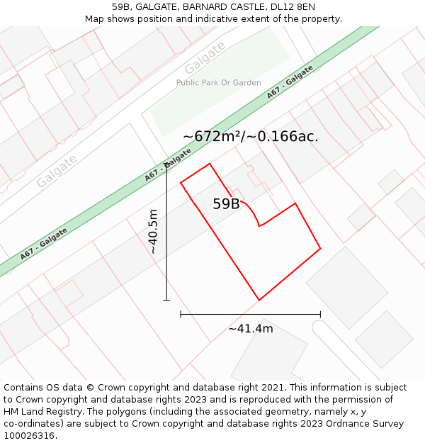 59B, GALGATE, BARNARD CASTLE, DL12 8EN: Plot and title map
