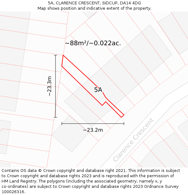 5A, CLARENCE CRESCENT, SIDCUP, DA14 4DG: Plot and title map