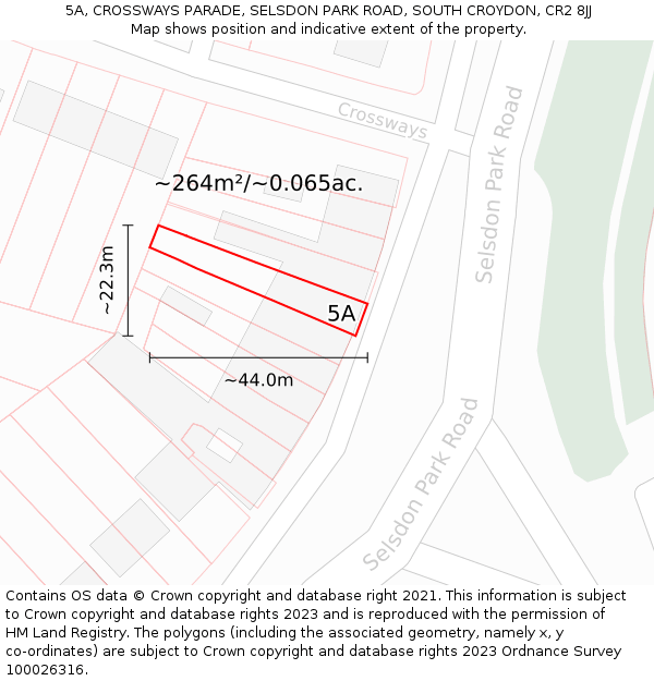 5A, CROSSWAYS PARADE, SELSDON PARK ROAD, SOUTH CROYDON, CR2 8JJ: Plot and title map