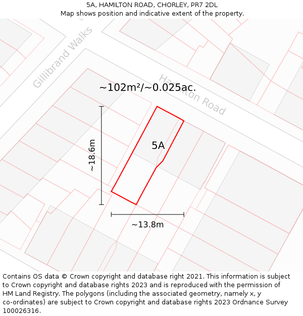 5A, HAMILTON ROAD, CHORLEY, PR7 2DL: Plot and title map