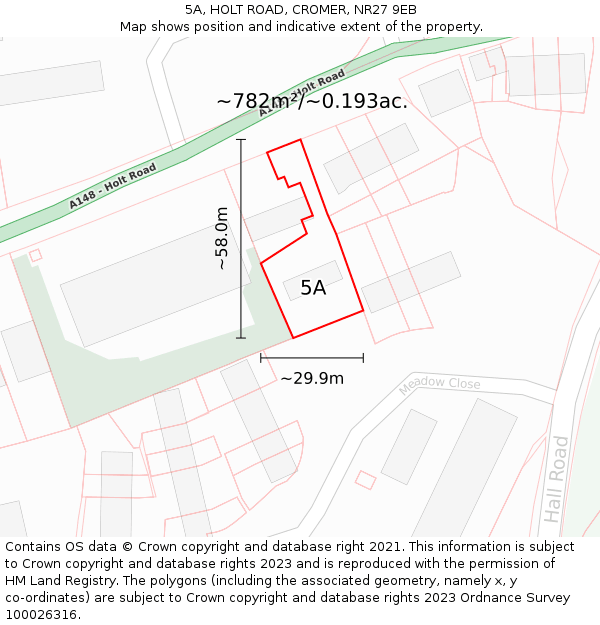 5A, HOLT ROAD, CROMER, NR27 9EB: Plot and title map