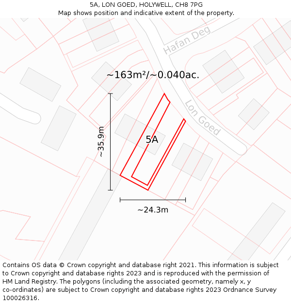 5A, LON GOED, HOLYWELL, CH8 7PG: Plot and title map