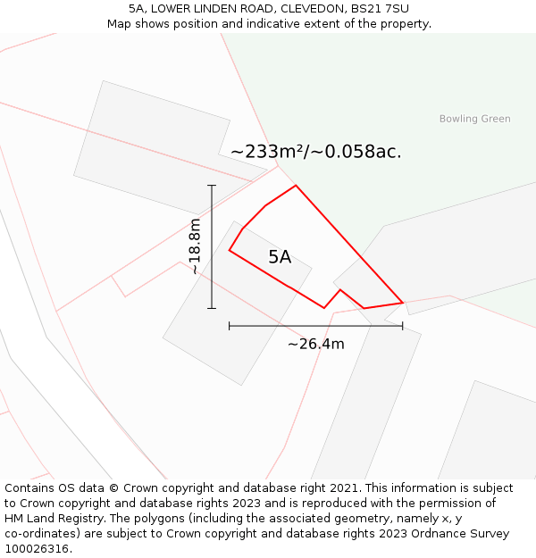 5A, LOWER LINDEN ROAD, CLEVEDON, BS21 7SU: Plot and title map