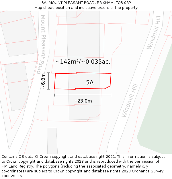 5A, MOUNT PLEASANT ROAD, BRIXHAM, TQ5 9RP: Plot and title map