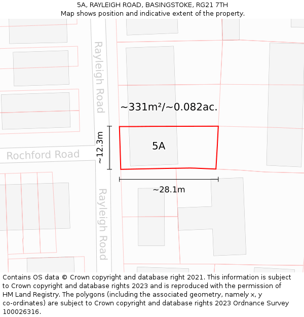 5A, RAYLEIGH ROAD, BASINGSTOKE, RG21 7TH: Plot and title map