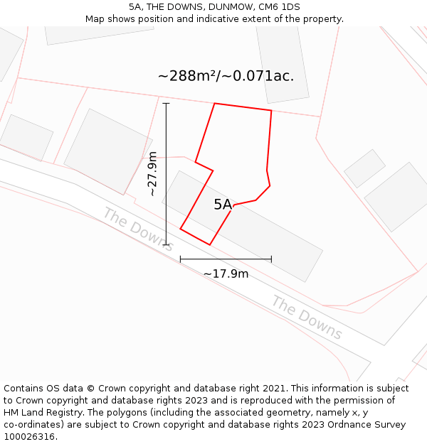 5A, THE DOWNS, DUNMOW, CM6 1DS: Plot and title map
