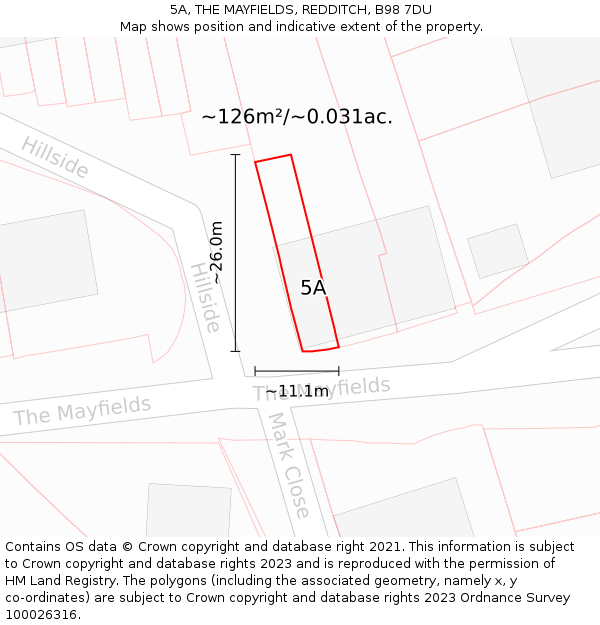 5A, THE MAYFIELDS, REDDITCH, B98 7DU: Plot and title map