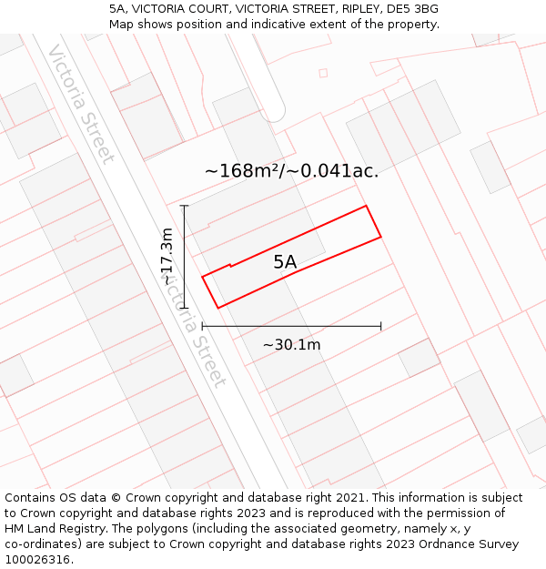 5A, VICTORIA COURT, VICTORIA STREET, RIPLEY, DE5 3BG: Plot and title map