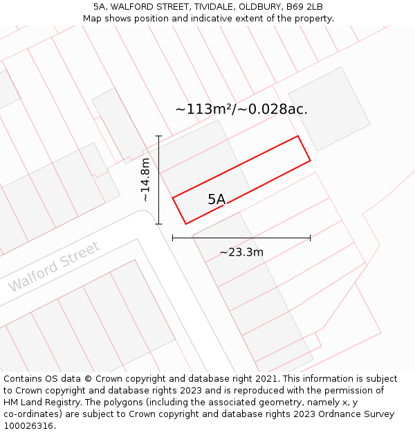 5A, WALFORD STREET, TIVIDALE, OLDBURY, B69 2LB: Plot and title map