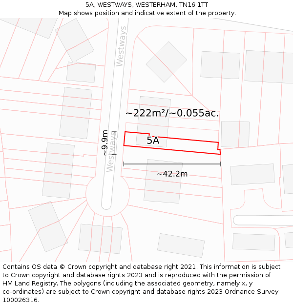 5A, WESTWAYS, WESTERHAM, TN16 1TT: Plot and title map