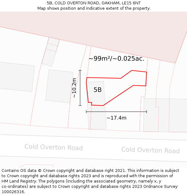 5B, COLD OVERTON ROAD, OAKHAM, LE15 6NT: Plot and title map