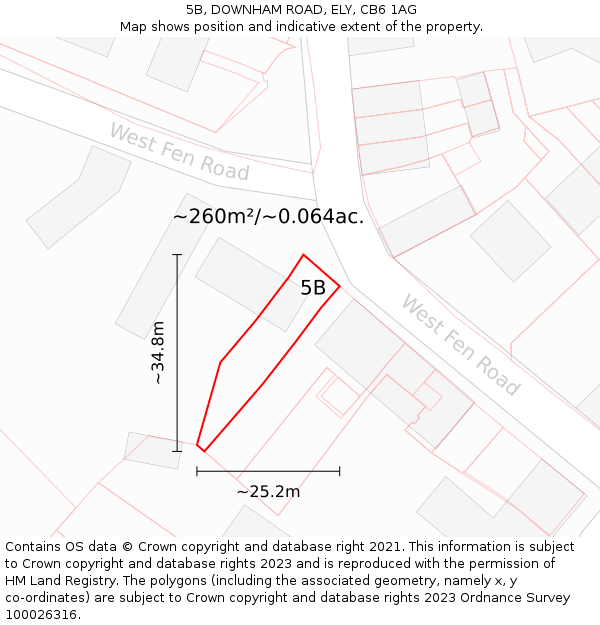 5B, DOWNHAM ROAD, ELY, CB6 1AG: Plot and title map