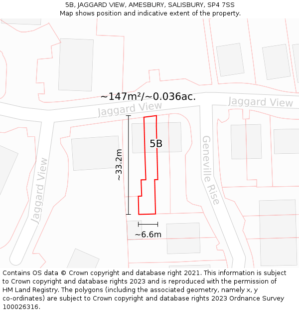 5B, JAGGARD VIEW, AMESBURY, SALISBURY, SP4 7SS: Plot and title map