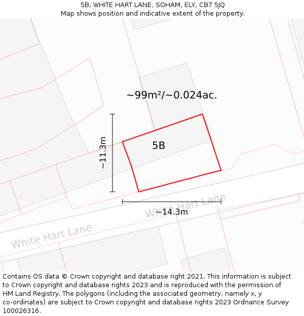 5B, WHITE HART LANE, SOHAM, ELY, CB7 5JQ: Plot and title map