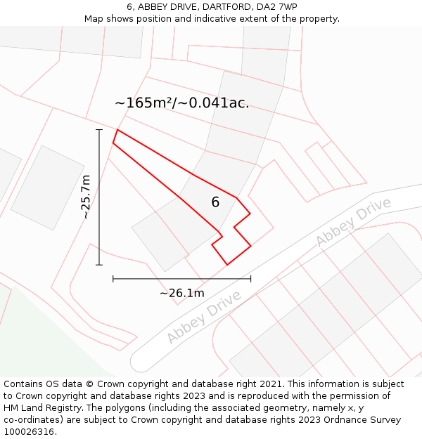 6, ABBEY DRIVE, DARTFORD, DA2 7WP: Plot and title map