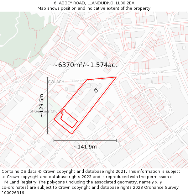 6, ABBEY ROAD, LLANDUDNO, LL30 2EA: Plot and title map