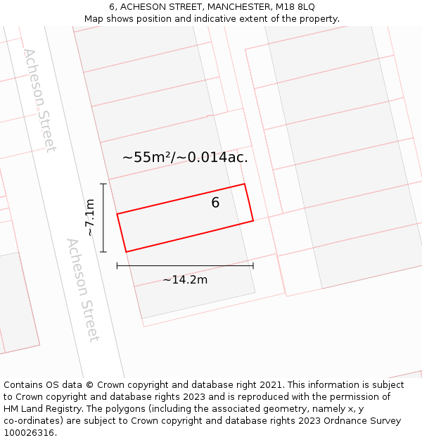 6, ACHESON STREET, MANCHESTER, M18 8LQ: Plot and title map