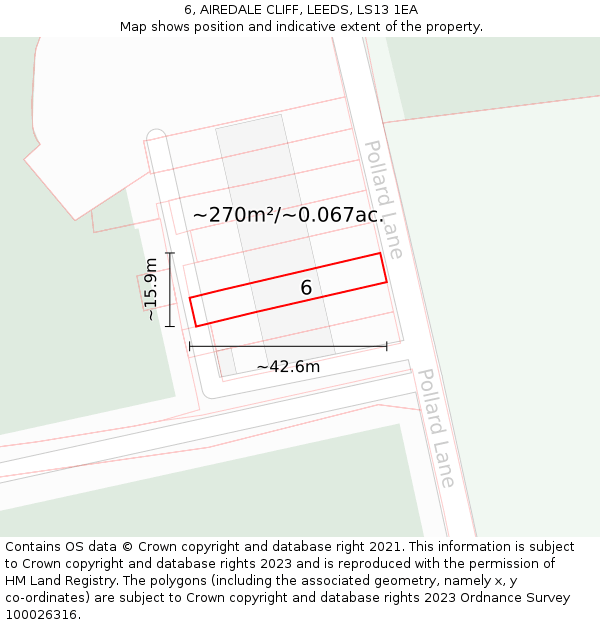 6, AIREDALE CLIFF, LEEDS, LS13 1EA: Plot and title map