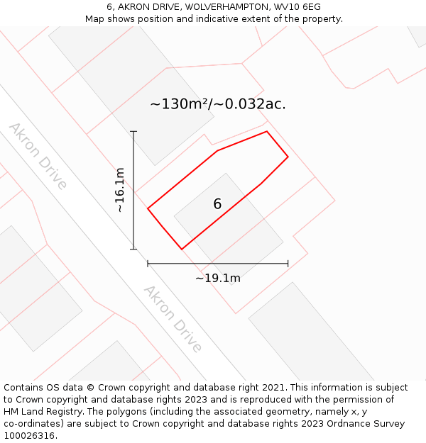 6, AKRON DRIVE, WOLVERHAMPTON, WV10 6EG: Plot and title map