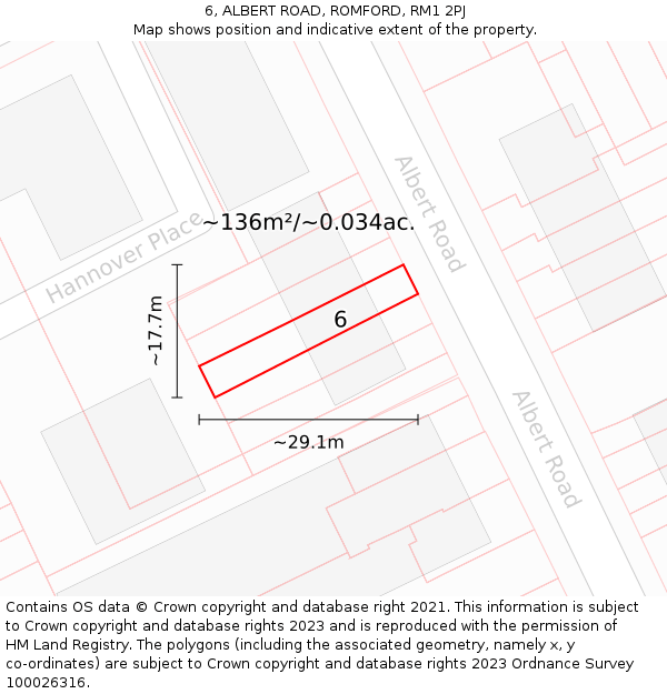 6, ALBERT ROAD, ROMFORD, RM1 2PJ: Plot and title map