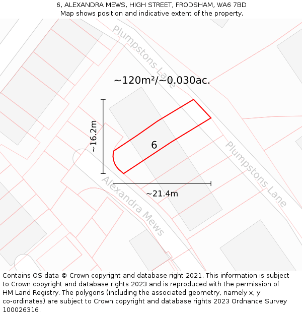 6, ALEXANDRA MEWS, HIGH STREET, FRODSHAM, WA6 7BD: Plot and title map