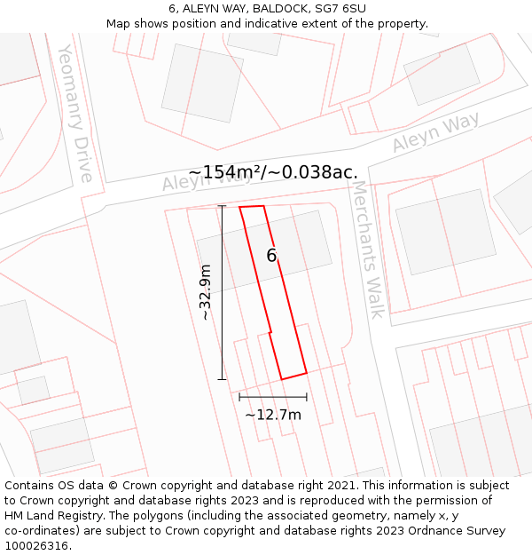 6, ALEYN WAY, BALDOCK, SG7 6SU: Plot and title map