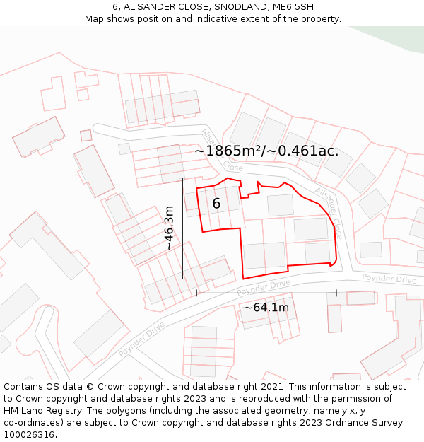 6, ALISANDER CLOSE, SNODLAND, ME6 5SH: Plot and title map