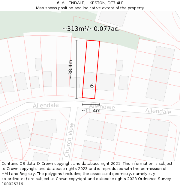 6, ALLENDALE, ILKESTON, DE7 4LE: Plot and title map