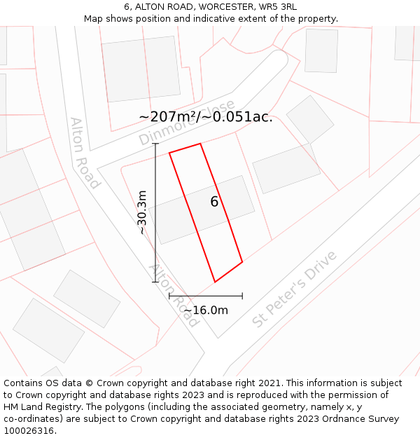 6, ALTON ROAD, WORCESTER, WR5 3RL: Plot and title map