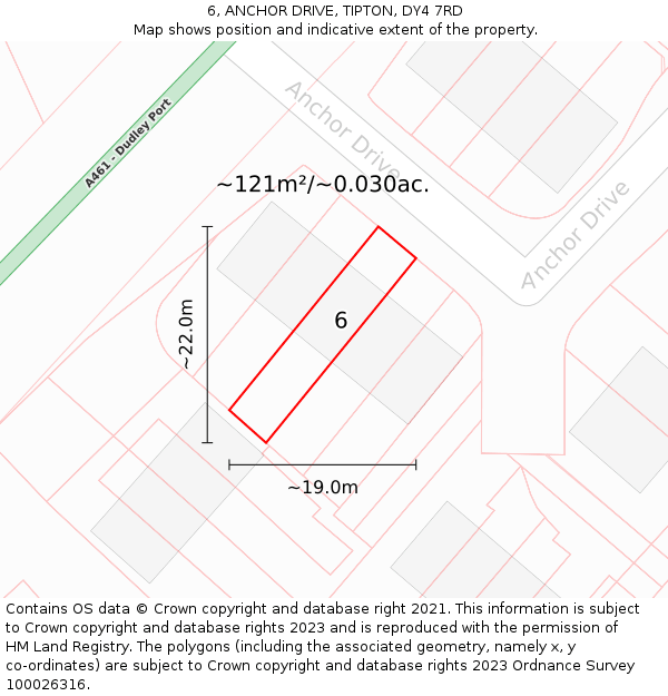 6, ANCHOR DRIVE, TIPTON, DY4 7RD: Plot and title map
