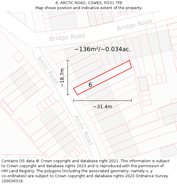 6, ARCTIC ROAD, COWES, PO31 7PE: Plot and title map