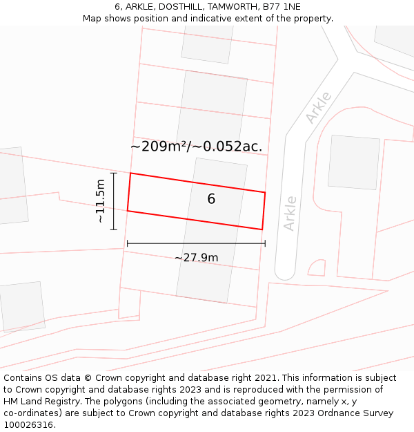 6, ARKLE, DOSTHILL, TAMWORTH, B77 1NE: Plot and title map