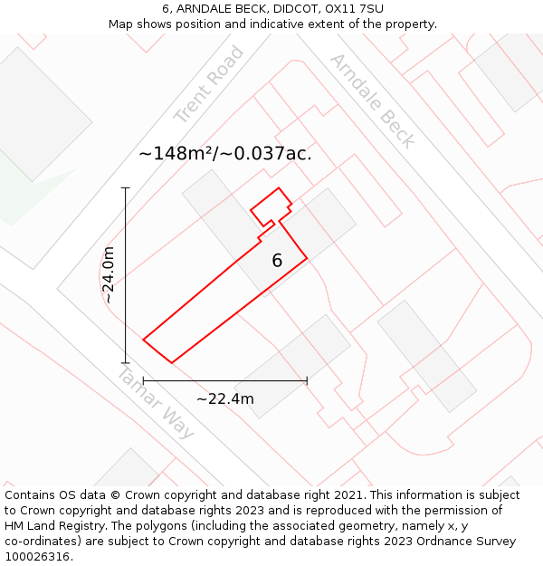 6, ARNDALE BECK, DIDCOT, OX11 7SU: Plot and title map