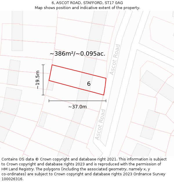 6, ASCOT ROAD, STAFFORD, ST17 0AG: Plot and title map