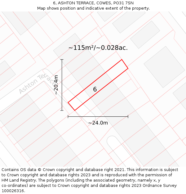 6, ASHTON TERRACE, COWES, PO31 7SN: Plot and title map