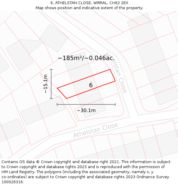 6, ATHELSTAN CLOSE, WIRRAL, CH62 2EX: Plot and title map