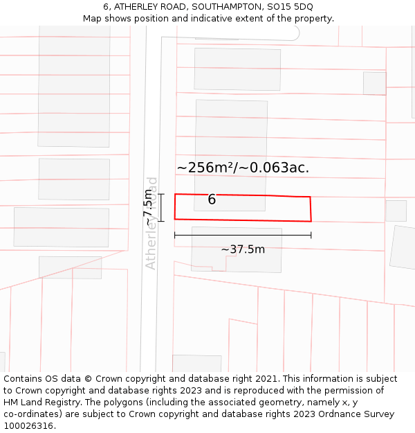 6, ATHERLEY ROAD, SOUTHAMPTON, SO15 5DQ: Plot and title map