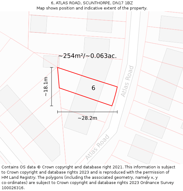 6, ATLAS ROAD, SCUNTHORPE, DN17 1BZ: Plot and title map