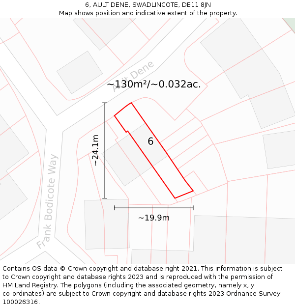 6, AULT DENE, SWADLINCOTE, DE11 8JN: Plot and title map