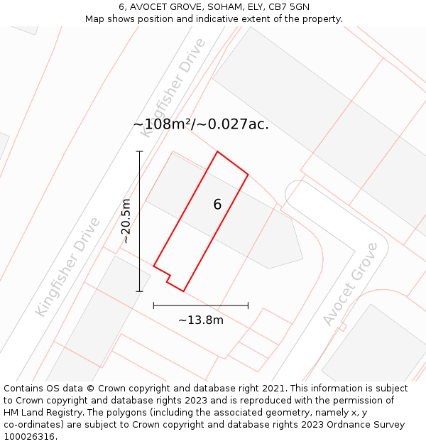 6, AVOCET GROVE, SOHAM, ELY, CB7 5GN: Plot and title map
