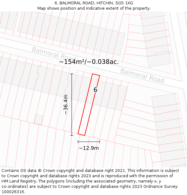 6, BALMORAL ROAD, HITCHIN, SG5 1XG: Plot and title map