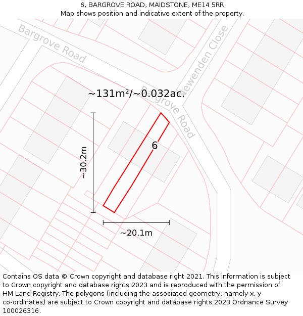 6, BARGROVE ROAD, MAIDSTONE, ME14 5RR: Plot and title map