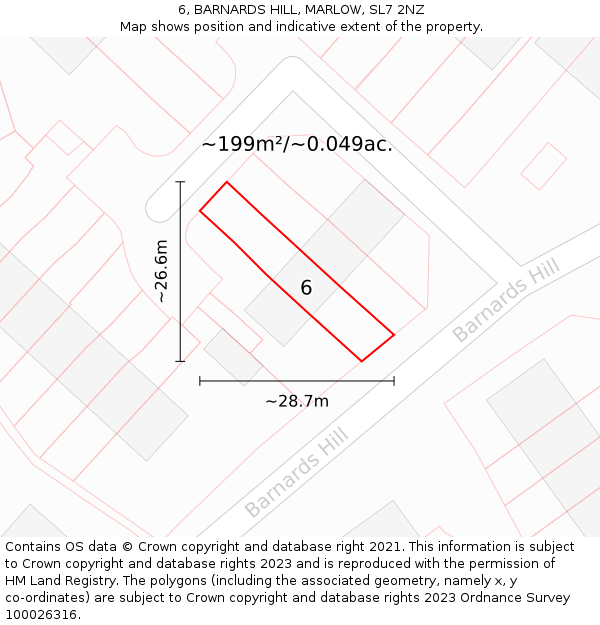6, BARNARDS HILL, MARLOW, SL7 2NZ: Plot and title map