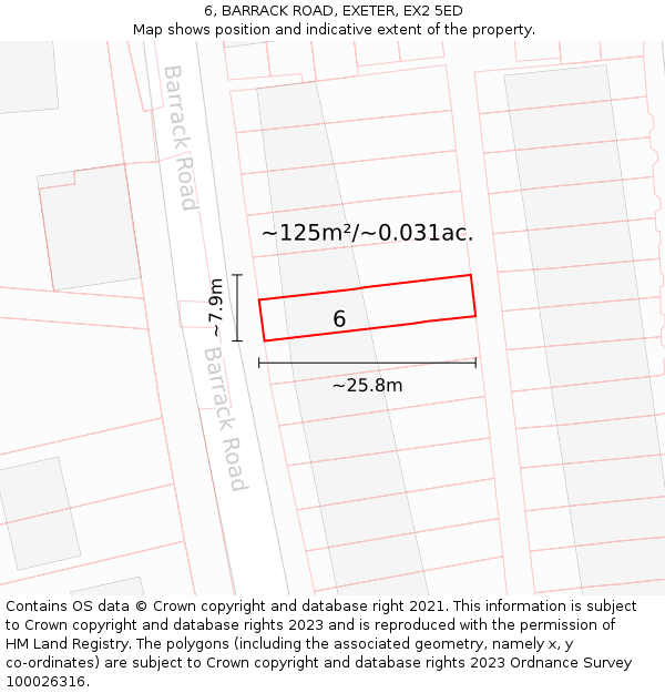6, BARRACK ROAD, EXETER, EX2 5ED: Plot and title map